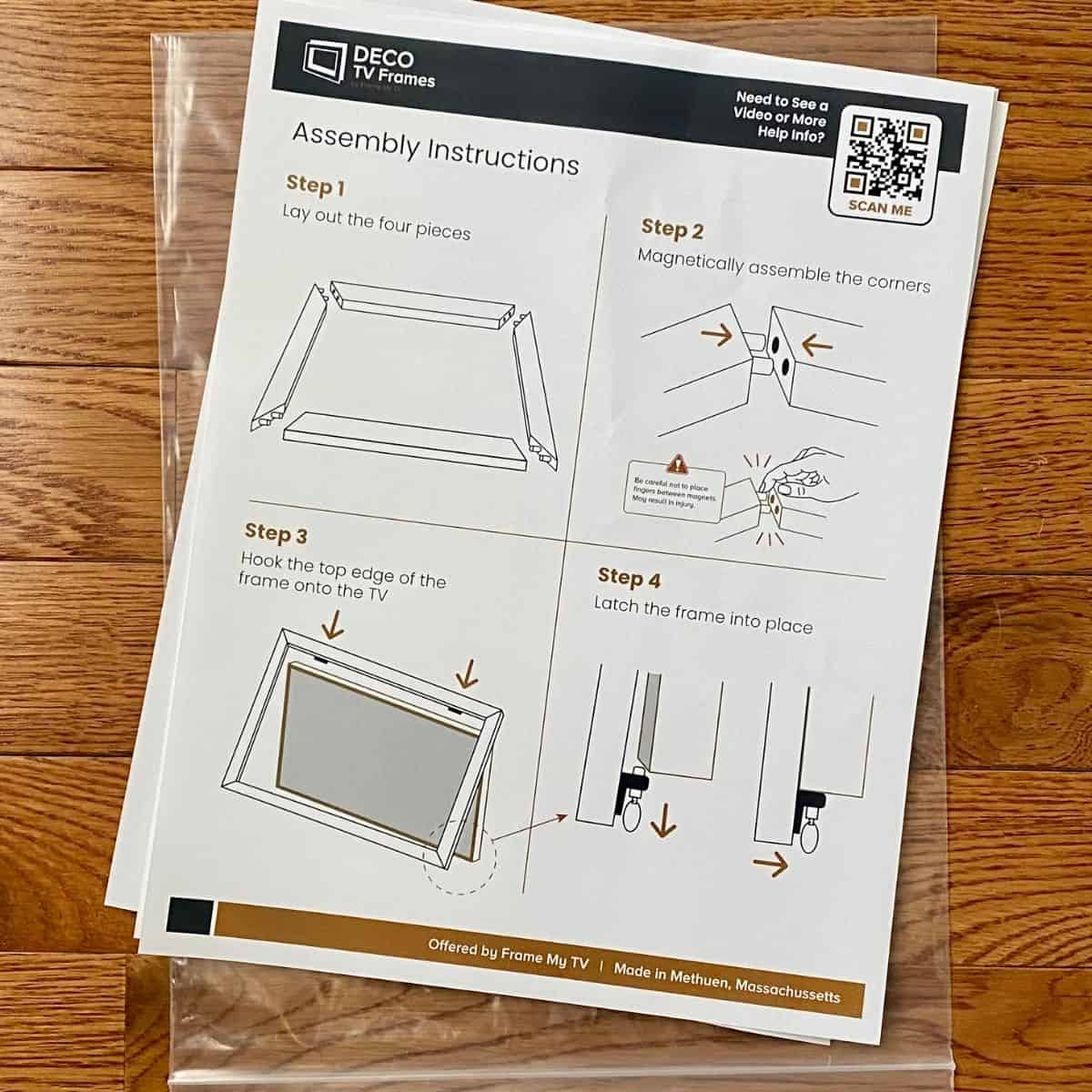 instructions for deco tv frame installation