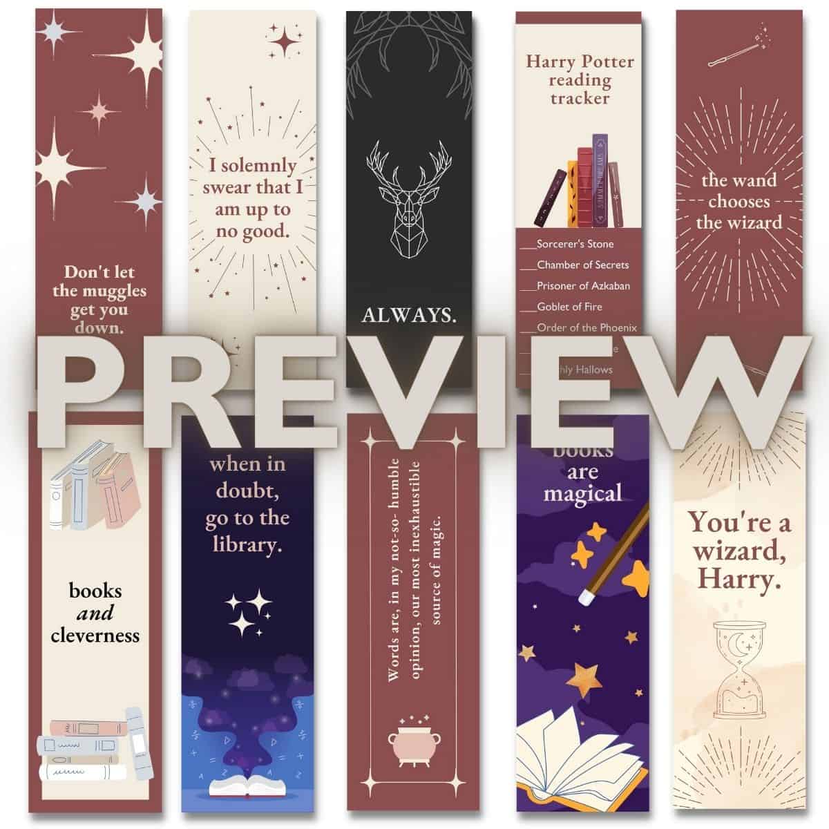 harry potter bookmarks printable free preview
