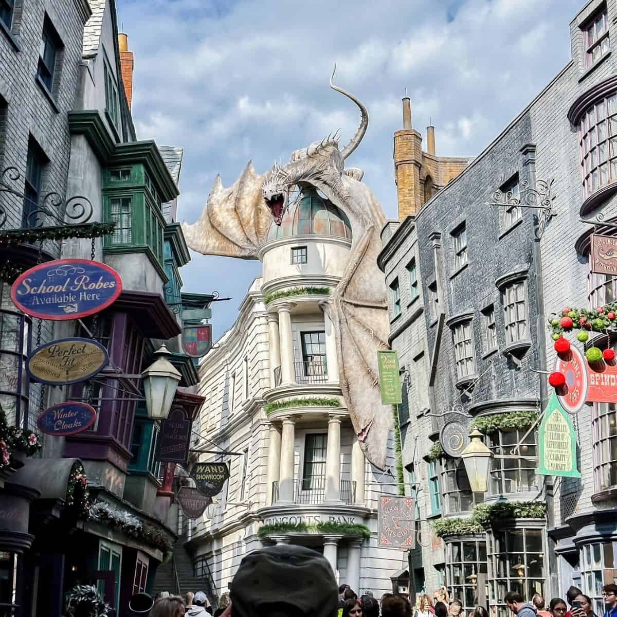 diagon alley at the wizarding world of harry potter in Orlando florida