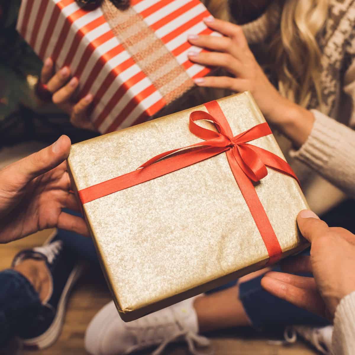 gifts being exchanged at a party