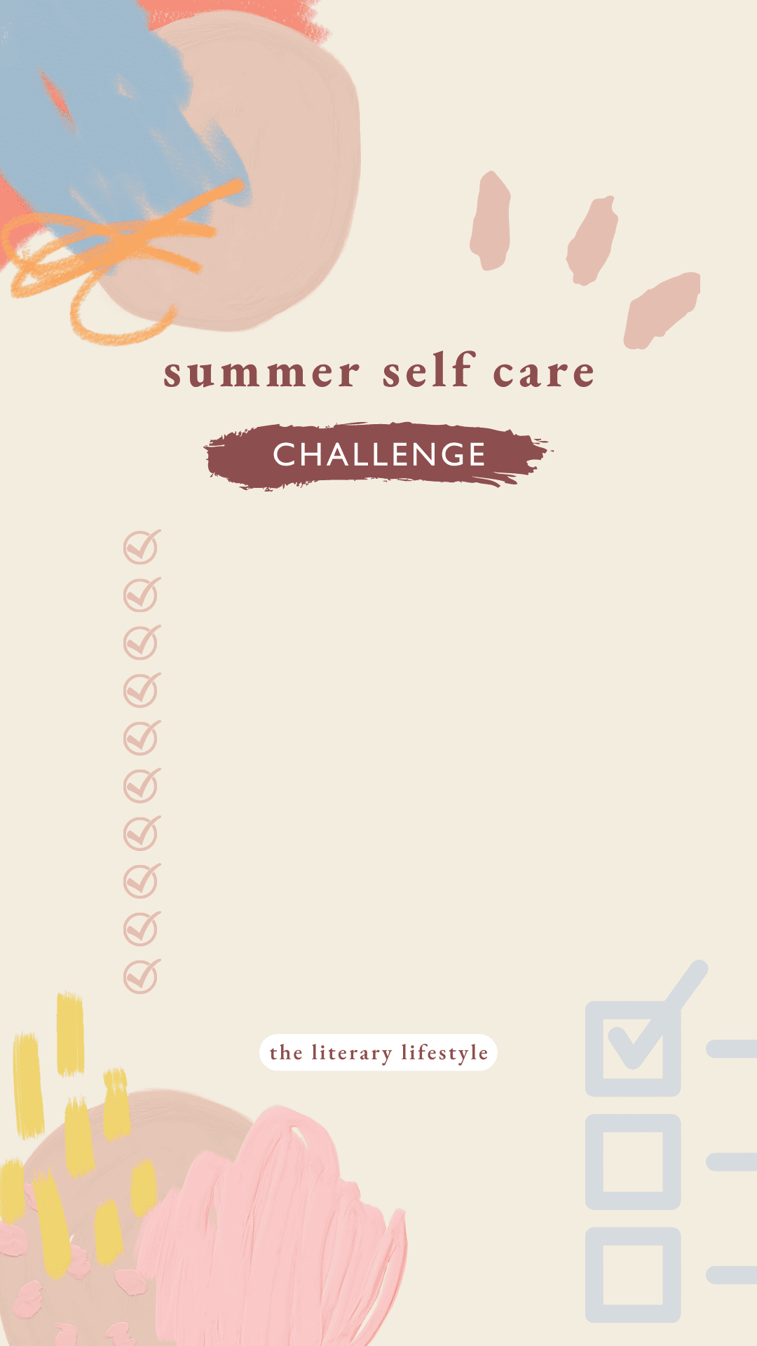 summer self care challenge checklist (instagram story template)