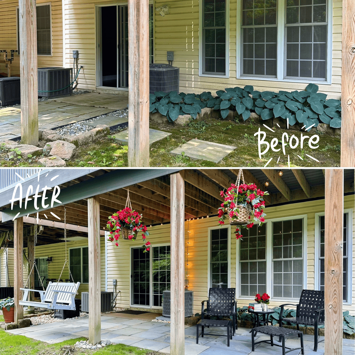 before and after: outdoor reading area