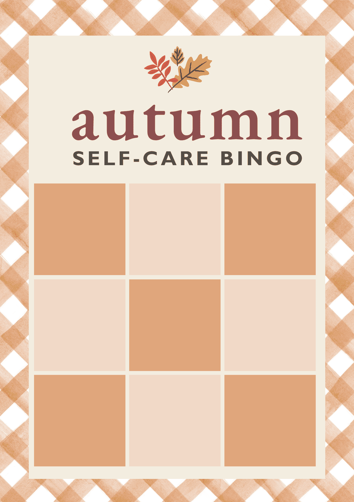 autumn self care bingo template for social media and instagram stories