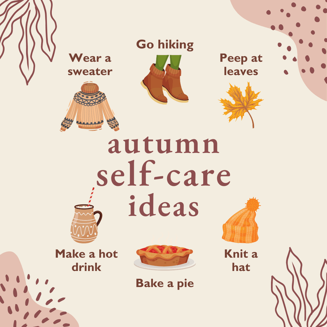 collage of autumn self-care ideas