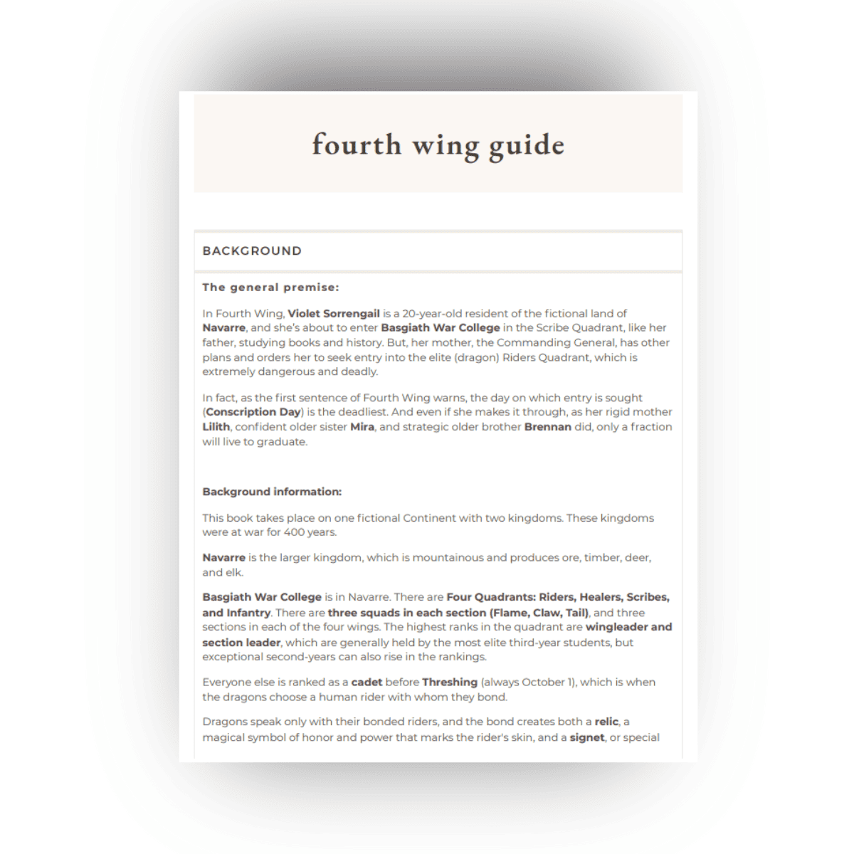 fourth wing guide