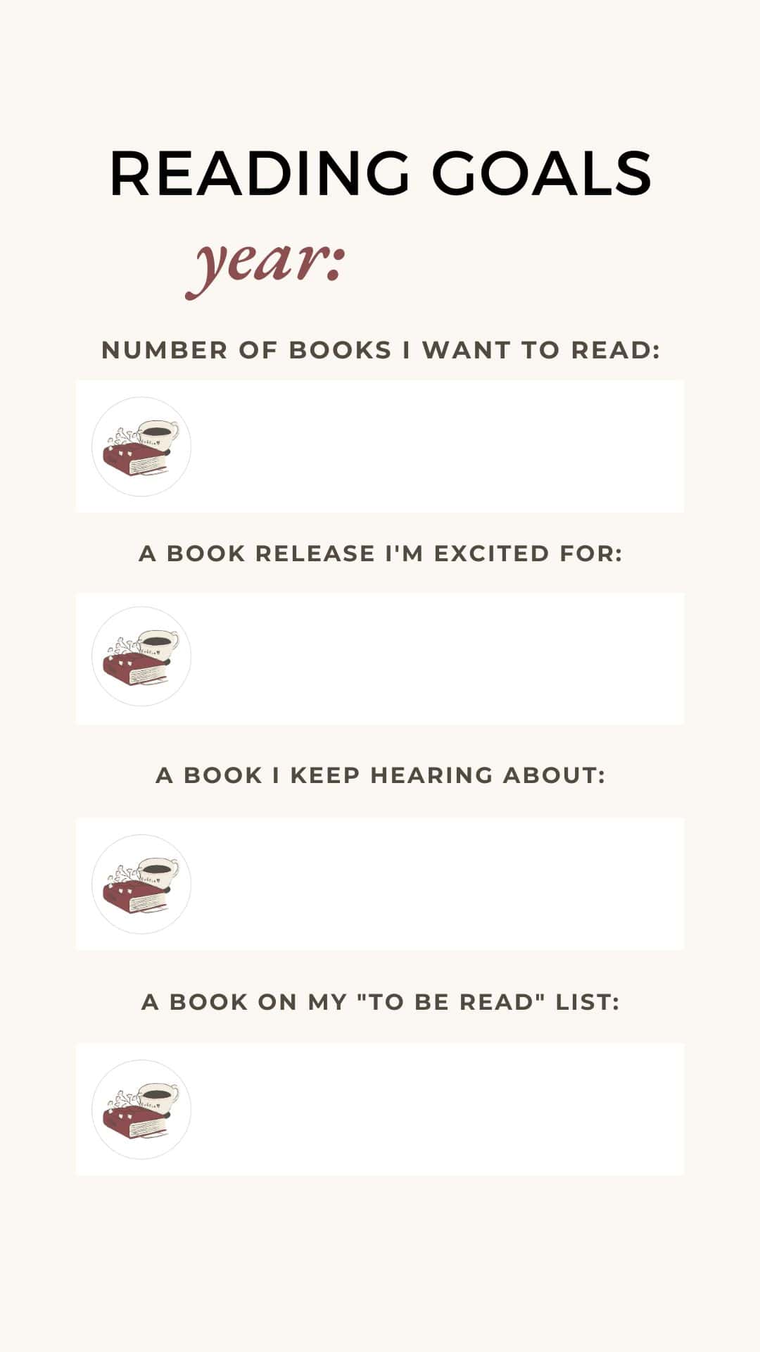 reading goals bookstagram story template.