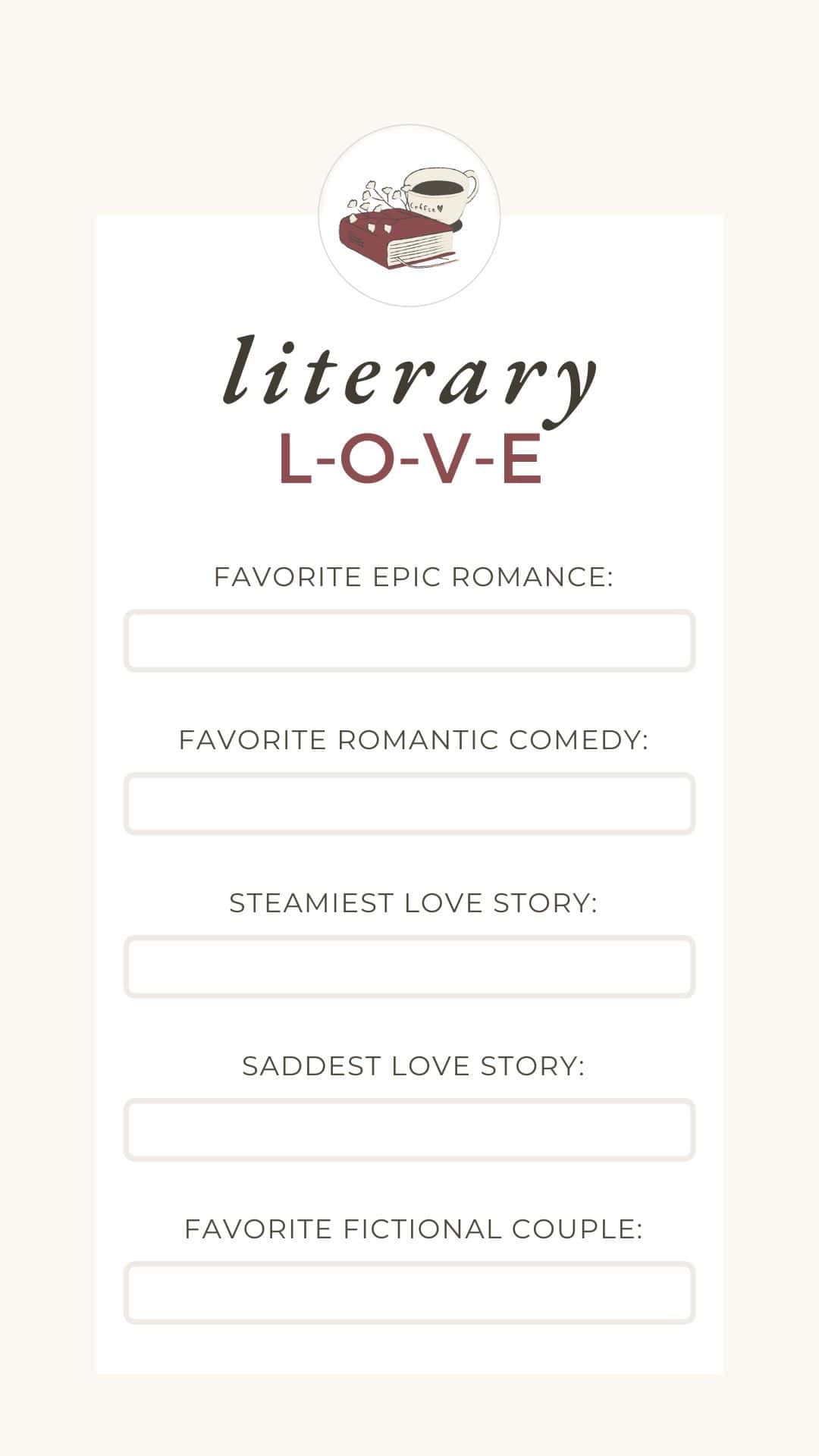 literary love bookstagram story template.