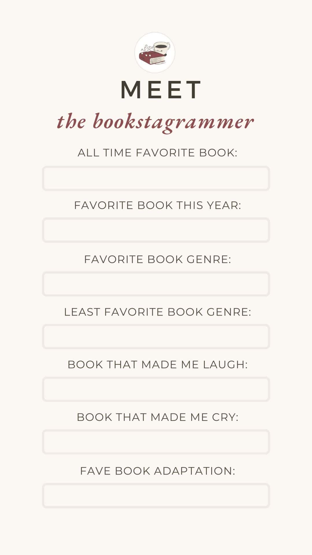 meet the bookstagrammer bookstagram story template.
