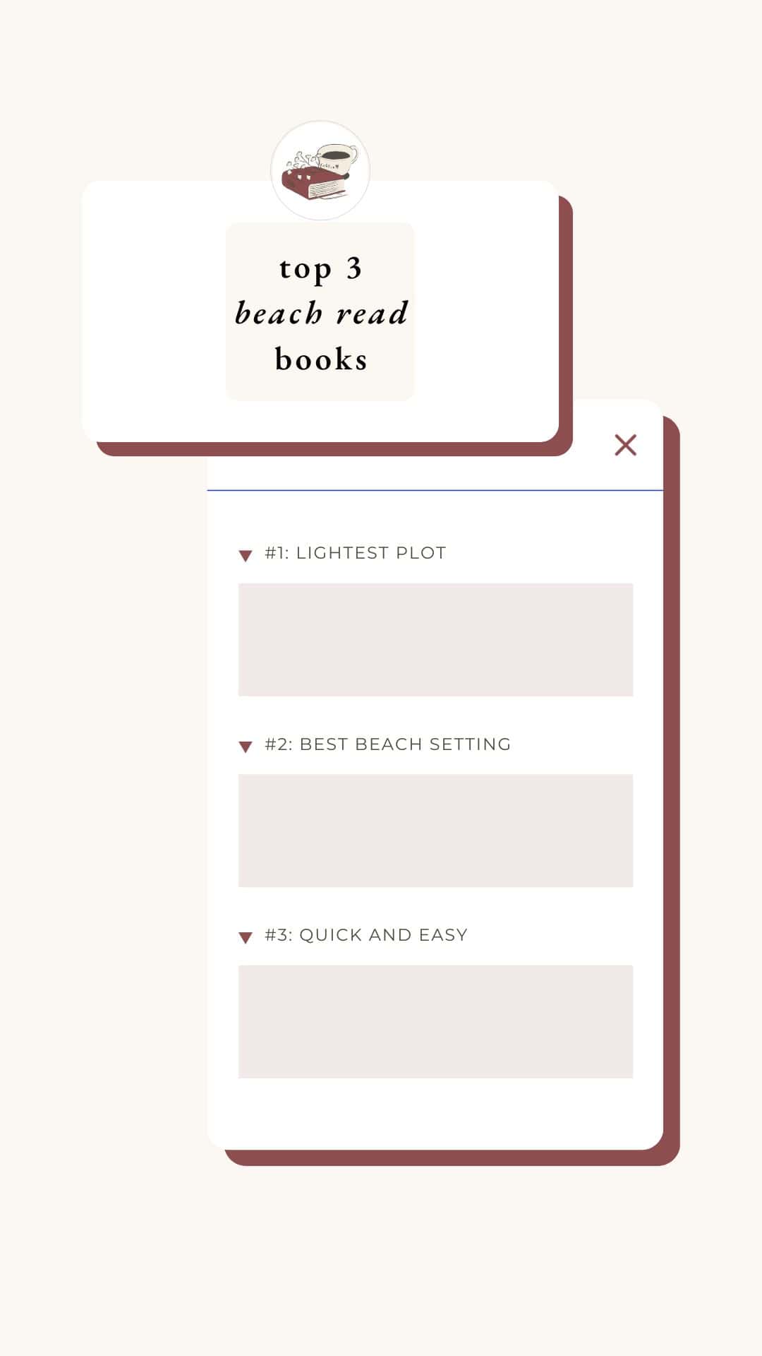 top 3 beach reads bookstagram story template.