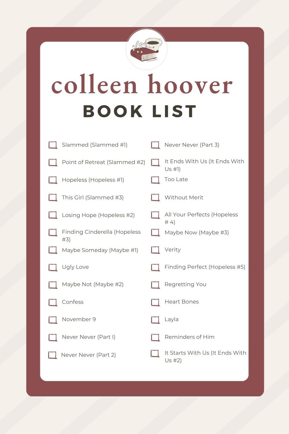 colleen hoover book list: checklist.