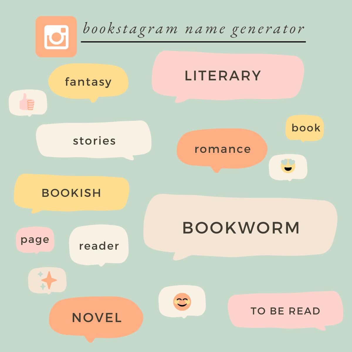 collage of words to use in your bookstagram name generator.