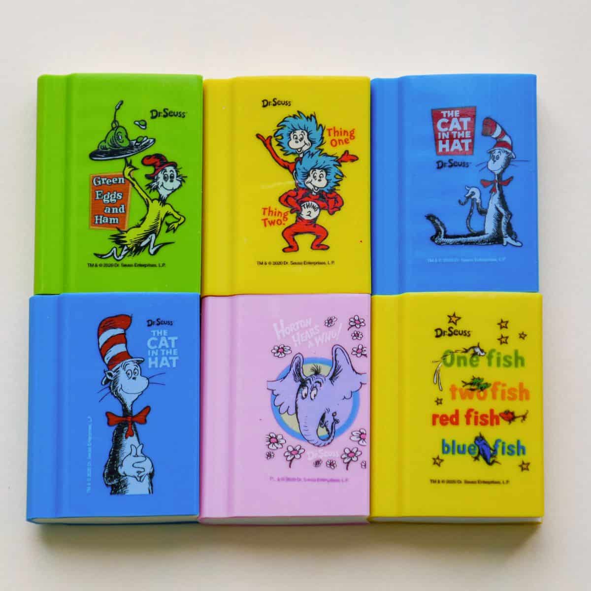 collection of six dr. seuss books.