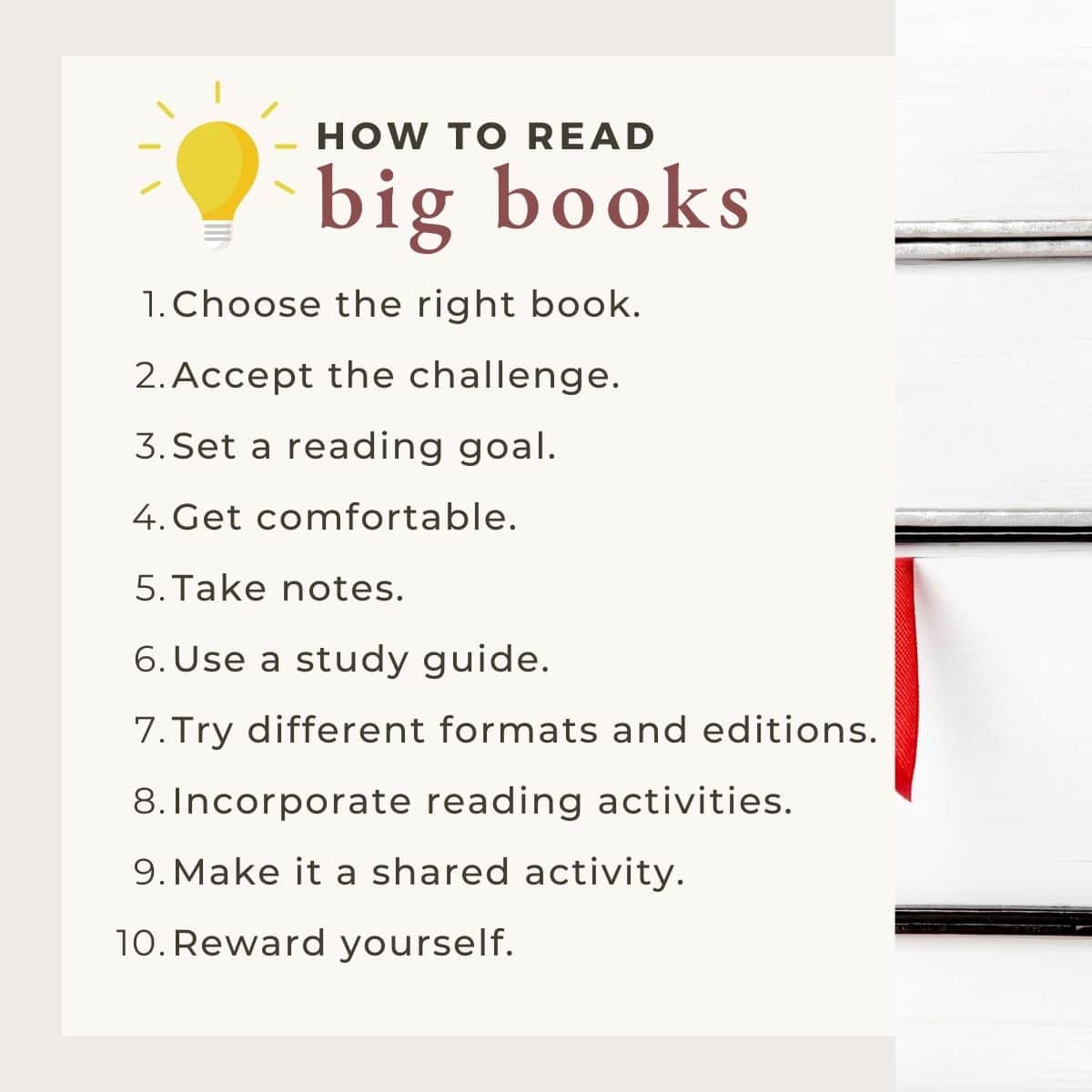 How to read big books infographic.