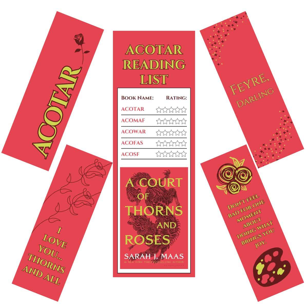 5 Free Printable ACOTAR Bookmarks for Adults (PDFs)