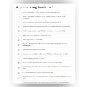 stephen king book list.